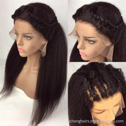 natural color black color frontal wigs pre-plucked baby hair transparent hd lace human hair wigs 360 full lace